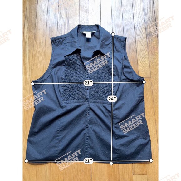 Vintage Allison Taylor Size XL Black Sleeveless Smocked Bib Button Front Shirt - Picture 4 of 13